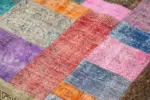Patchwork Multi Pamuk Üzerine Yün El Dokuma Kilim-143x202 - Görsel 5