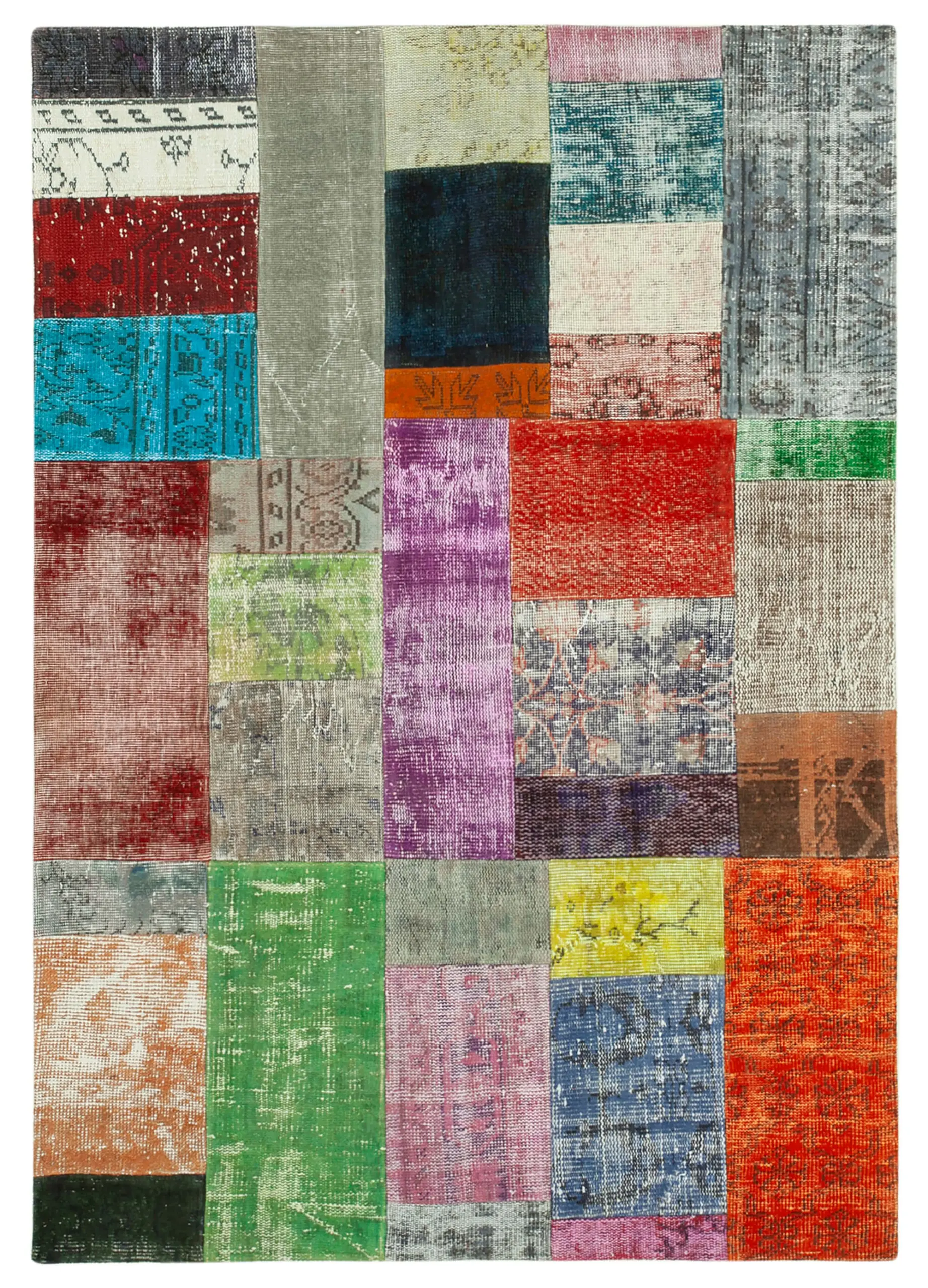 Rc_32112_0_Multicolor_Patchwork_Rugs Patchwork Multi Pamuk Üzerine Yün El Dokuma Kilim-143x202 - Görsel 1