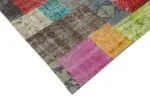 Patchwork Multi Pamuk Üzerine Yün El Dokuma Kilim-203x301 - Görsel 3