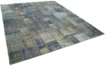 Patchwork Mavi Pamuk Üzerine Yün El Dokuma Kilim-251x303 - Görsel 2