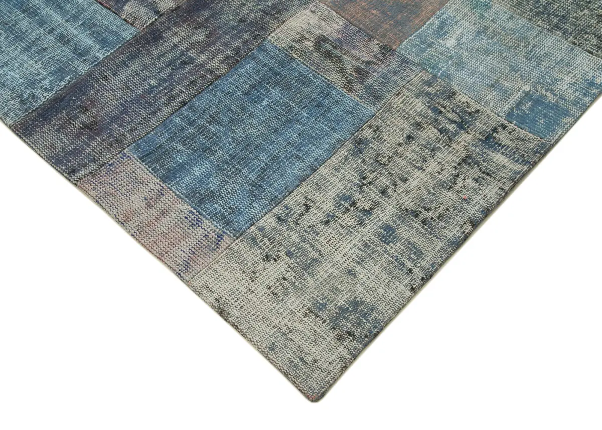 Patchwork Mavi Pamuk Üzerine Yün El Dokuma Kilim-251x303 - Görsel 4