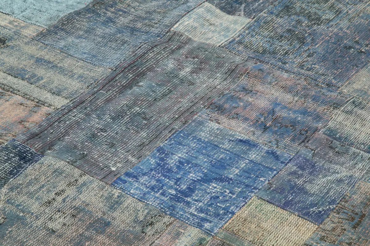 Patchwork Mavi Pamuk Üzerine Yün El Dokuma Kilim-251x303 - Görsel 5