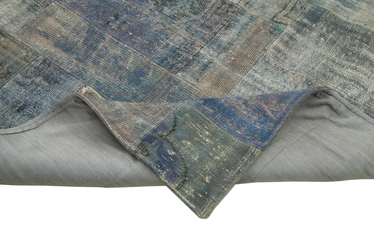 Patchwork Mavi Pamuk Üzerine Yün El Dokuma Kilim-251x303 - Görsel 6