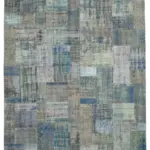 Patchwork Mavi Pamuk Üzerine Yün El Dokuma Kilim-251x302