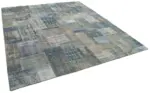 Patchwork Mavi Pamuk Üzerine Yün El Dokuma Kilim-251x302 - Görsel 2