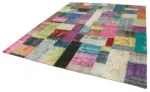Patchwork Multi Pamuk Üzerine Yün El Dokuma Kilim-250x305 - Görsel 3
