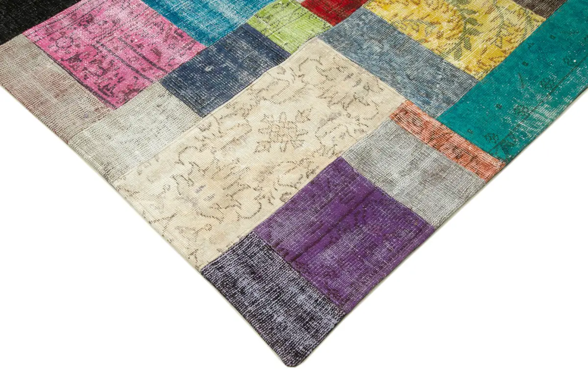 Patchwork Multi Pamuk Üzerine Yün El Dokuma Kilim-250x305 - Görsel 4
