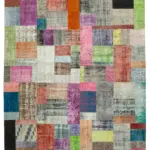 Patchwork Multi Pamuk Üzerine Yün El Dokuma Kilim-252x303