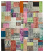 Patchwork Multi Pamuk Üzerine Yün El Dokuma Kilim-252x303