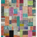 Patchwork Multi Pamuk Üzerine Yün El Dokuma Kilim-253x304
