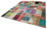 Patchwork Multi Pamuk Üzerine Yün El Dokuma Kilim-253x304 - Görsel 3