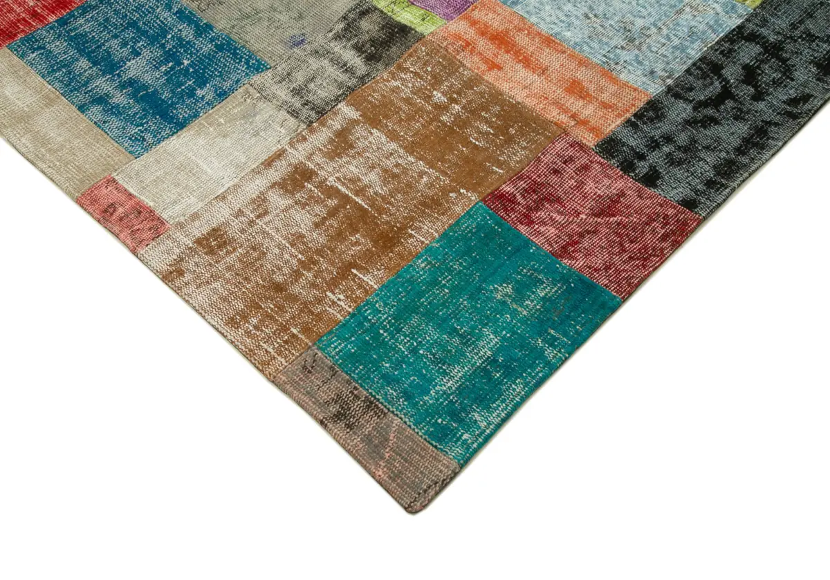 Patchwork Multi Pamuk Üzerine Yün El Dokuma Kilim-253x304 - Görsel 4