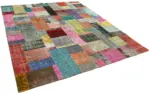 Patchwork Multi Pamuk Üzerine Yün El Dokuma Kilim-251x305 - Görsel 2