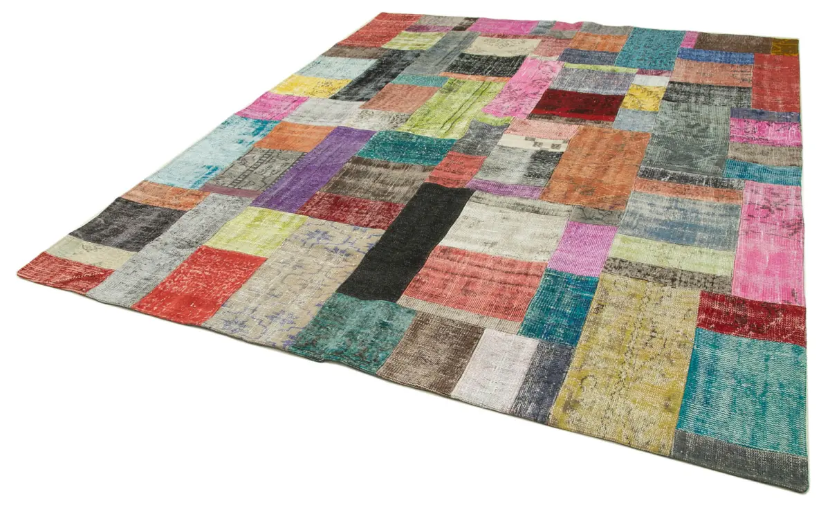 Patchwork Multi Pamuk Üzerine Yün El Dokuma Kilim-251x305 - Görsel 3