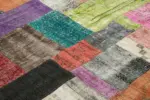 Patchwork Multi Pamuk Üzerine Yün El Dokuma Kilim-251x305 - Görsel 5