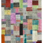Patchwork Multi Pamuk Üzerine Yün El Dokuma Kilim-251x303