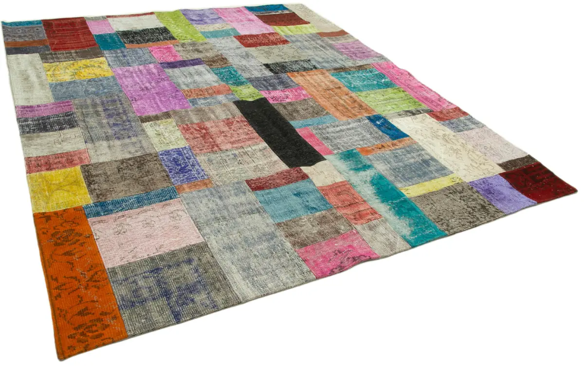 Patchwork Multi Pamuk Üzerine Yün El Dokuma Kilim-251x303 - Görsel 2