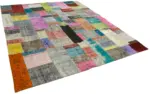 Patchwork Multi Pamuk Üzerine Yün El Dokuma Kilim-251x303 - Görsel 2