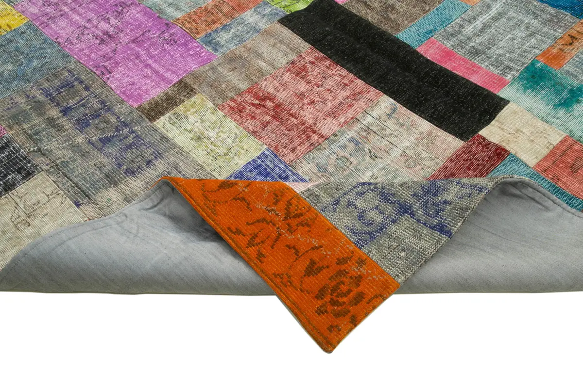Patchwork Multi Pamuk Üzerine Yün El Dokuma Kilim-251x303 - Görsel 6