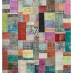Patchwork Multi Pamuk Üzerine Yün El Dokuma Kilim-253x305