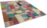 Patchwork Multi Pamuk Üzerine Yün El Dokuma Kilim-253x305 - Görsel 2