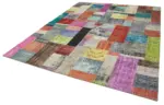 Patchwork Multi Pamuk Üzerine Yün El Dokuma Kilim-253x305 - Görsel 3