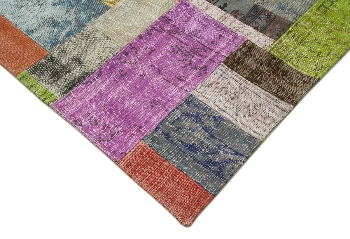Patchwork Multi Pamuk Üzerine Yün El Dokuma Kilim-253x305 - Görsel 4
