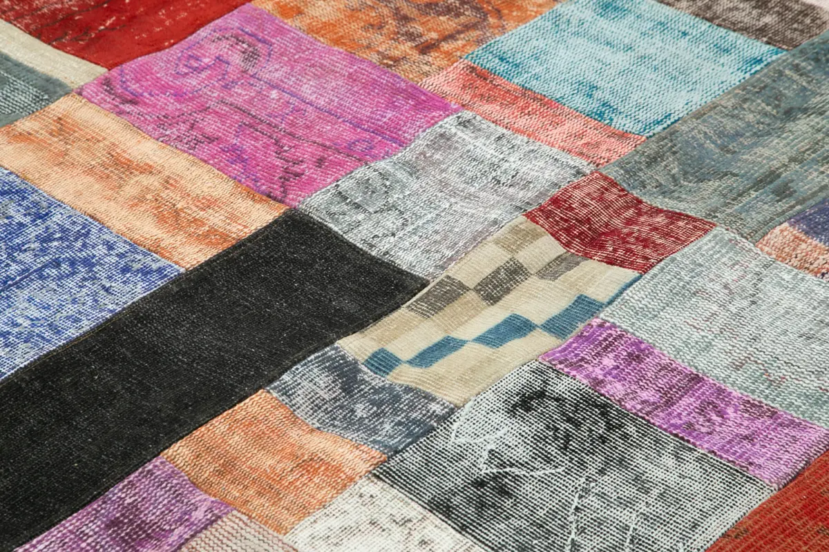 Patchwork Multi Pamuk Üzerine Yün El Dokuma Kilim-253x305 - Görsel 5