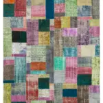 Patchwork Multi Pamuk Üzerine Yün El Dokuma Kilim-244x304