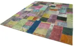 Patchwork Multi Pamuk Üzerine Yün El Dokuma Kilim-244x304 - Görsel 3