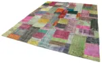 Patchwork Multi Pamuk Üzerine Yün El Dokuma Kilim-244x305 - Görsel 3