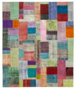 Patchwork Multi Pamuk Üzerine Yün El Dokuma Kilim-250x300