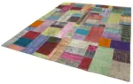 Patchwork Multi Pamuk Üzerine Yün El Dokuma Kilim-250x300 - Görsel 3