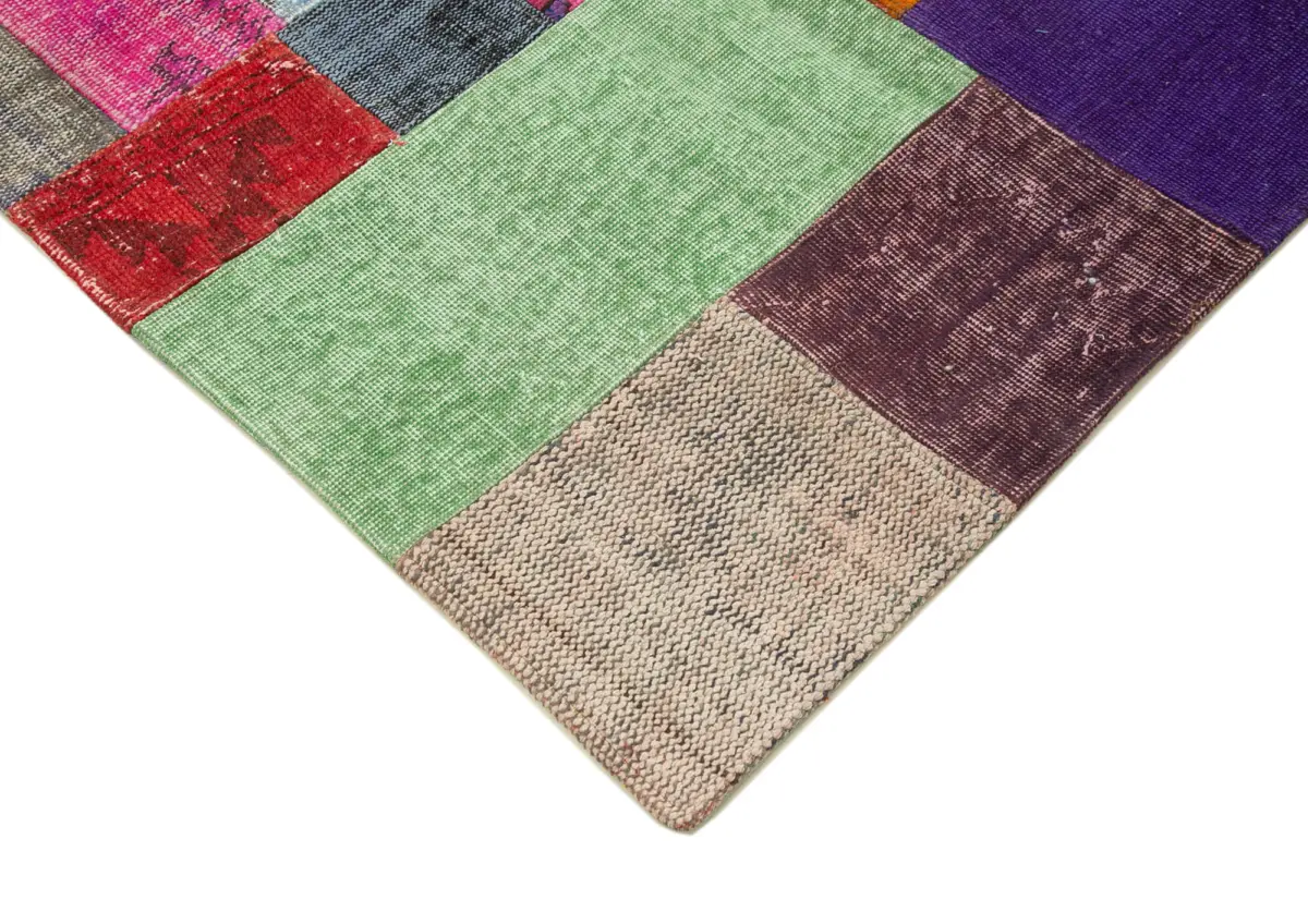 Patchwork Multi Pamuk Üzerine Yün El Dokuma Kilim-250x300 - Görsel 4