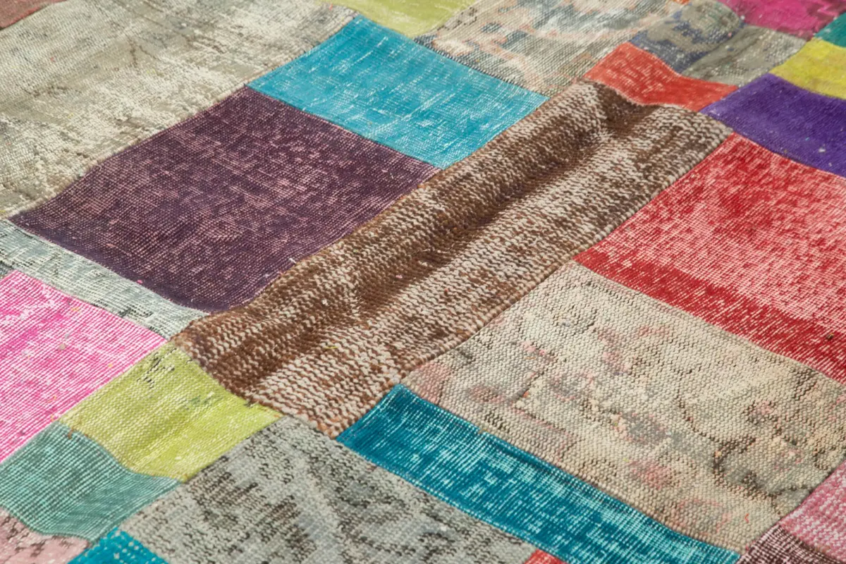 Patchwork Multi Pamuk Üzerine Yün El Dokuma Kilim-250x300 - Görsel 5