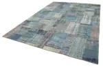 Patchwork Mavi Pamuk Üzerine Yün El Dokuma Kilim-251x351 - Görsel 3