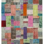 Patchwork Multi Pamuk Üzerine Yün El Dokuma Kilim-251x351