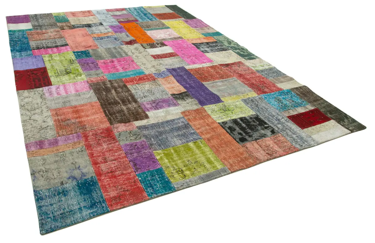 Patchwork Multi Pamuk Üzerine Yün El Dokuma Kilim-251x351 - Görsel 2