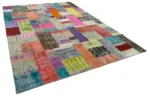 Patchwork Multi Pamuk Üzerine Yün El Dokuma Kilim-251x351 - Görsel 2