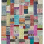Patchwork Multi Pamuk Üzerine Yün El Dokuma Kilim-274x369