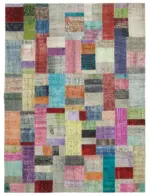 Patchwork Multi Pamuk Üzerine Yün El Dokuma Kilim-274x369