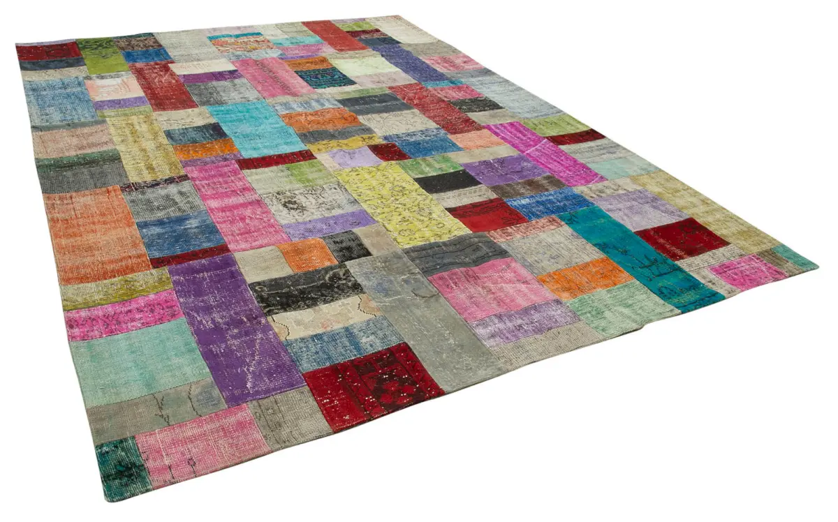 Patchwork Multi Pamuk Üzerine Yün El Dokuma Kilim-274x369 - Görsel 2