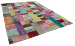 Patchwork Multi Pamuk Üzerine Yün El Dokuma Kilim-274x369 - Görsel 2