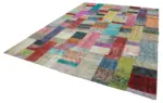 Patchwork Multi Pamuk Üzerine Yün El Dokuma Kilim-274x369 - Görsel 3