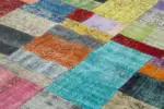 Patchwork Multi Pamuk Üzerine Yün El Dokuma Kilim-274x369 - Görsel 5