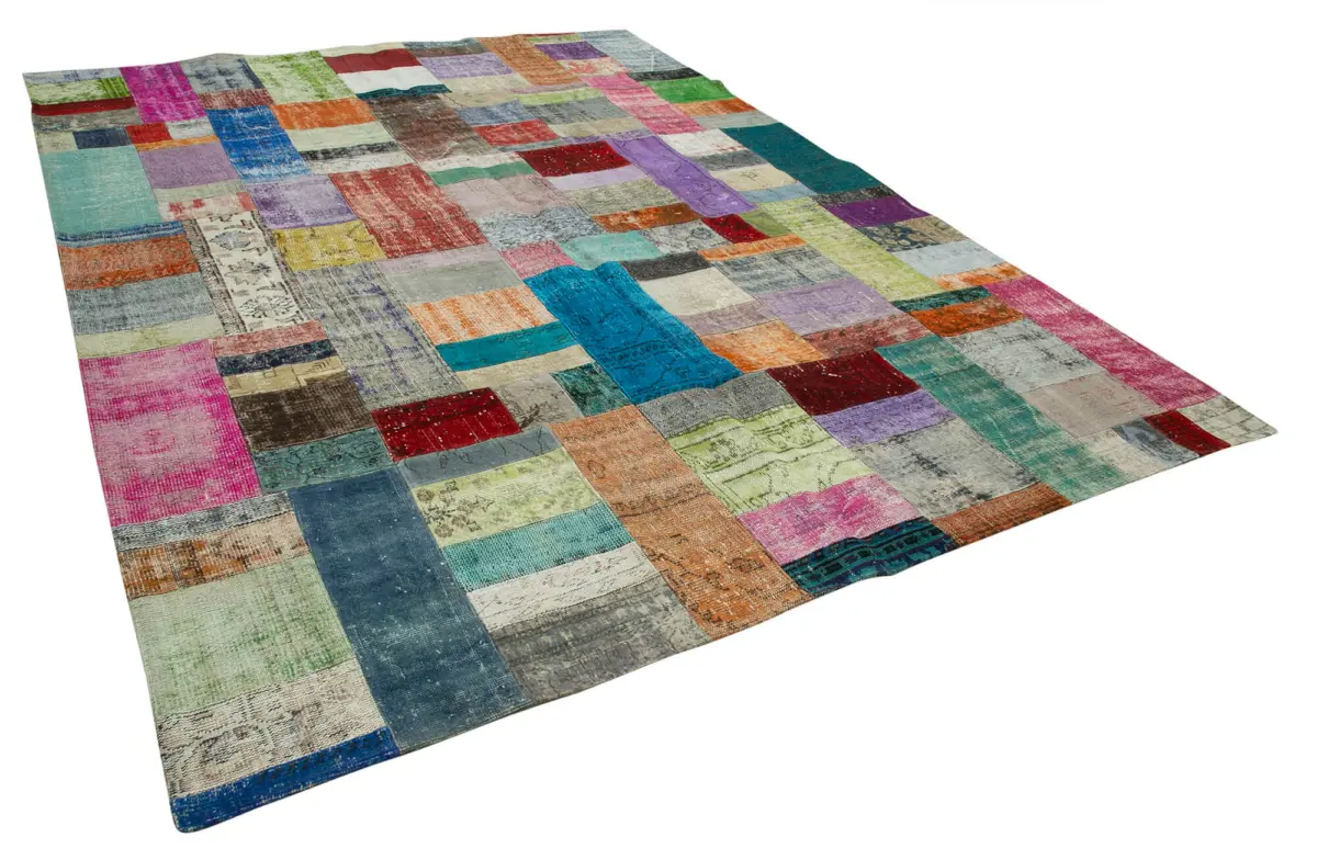 Patchwork Multi Pamuk Üzerine Yün El Dokuma Kilim-273x369 - Görsel 2