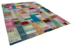 Patchwork Multi Pamuk Üzerine Yün El Dokuma Kilim-273x369 - Görsel 2