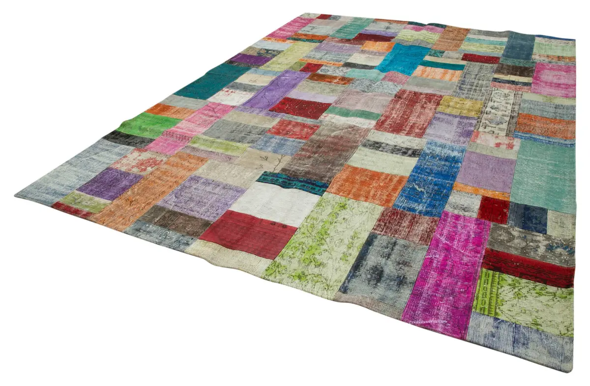 Patchwork Multi Pamuk Üzerine Yün El Dokuma Kilim-273x369 - Görsel 3