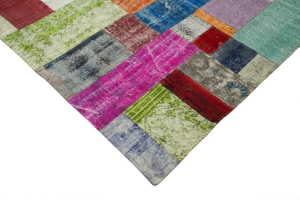 Patchwork Multi Pamuk Üzerine Yün El Dokuma Kilim-273x369 - Görsel 4