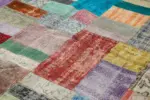 Patchwork Multi Pamuk Üzerine Yün El Dokuma Kilim-273x369 - Görsel 5